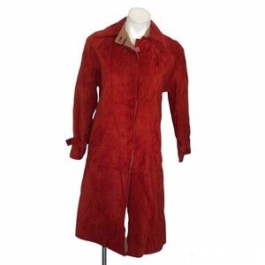 BEGED OR Israel Suede Coat Fully Lined Rust Color  Midi Womens Size 8 VINTAGE